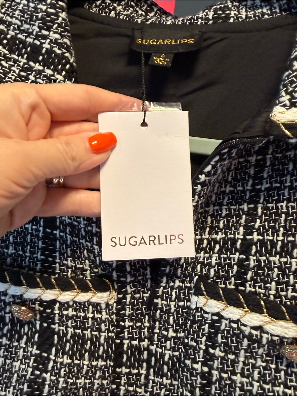 Sugarlips Tweed Mini Dress NWT Size Small Black & White - Picture 5 of 8